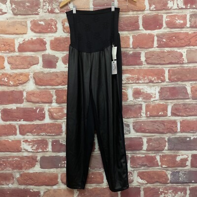 Jessica Simpson Maternity Pants Womens 2X Black Faux Accent Leather Skinny Ankle