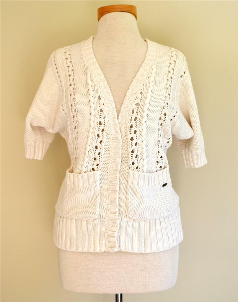GUESS IVORY/CREAM KNIT SHORT SLEEVE 
