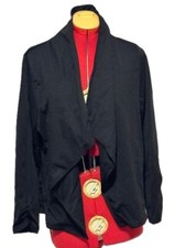 Loveu.Dear 3/4 Sleeve Drape Front Open Jersey Blazer - Black - Size L - New