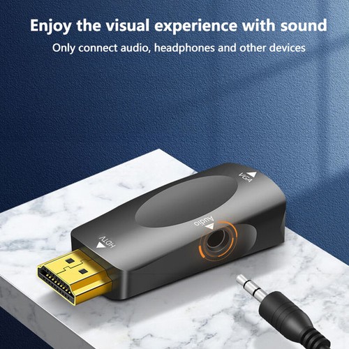 1080P HDMI-Compatible To VGA Cable Converter Adapter 3.5mm Jack Audio HD For PC - Zdjęcie 8 z 14