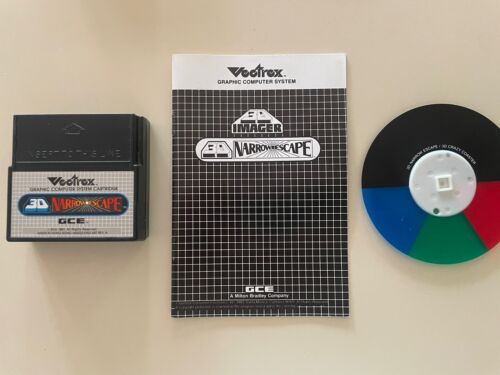 VECTREX 3D NARROW ESCAPE Cart, Manual, Color Wheel, GCE 1983 for 3D imager Rare