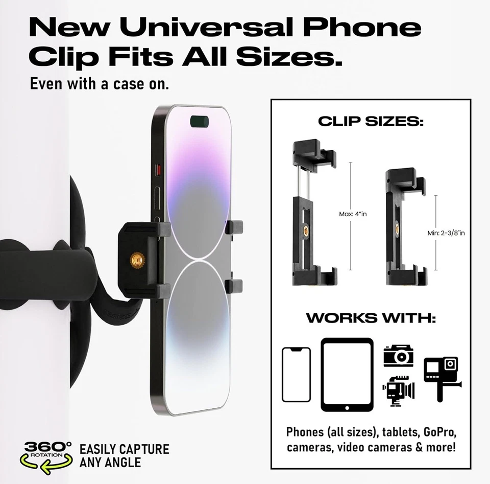 Tenikle Pro Flexible Tripod Bendable Suction Cup Camera & Phone Mount Black - Image 3 of 4