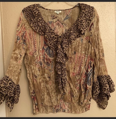 Agora Paisley/Cheetah Print Top