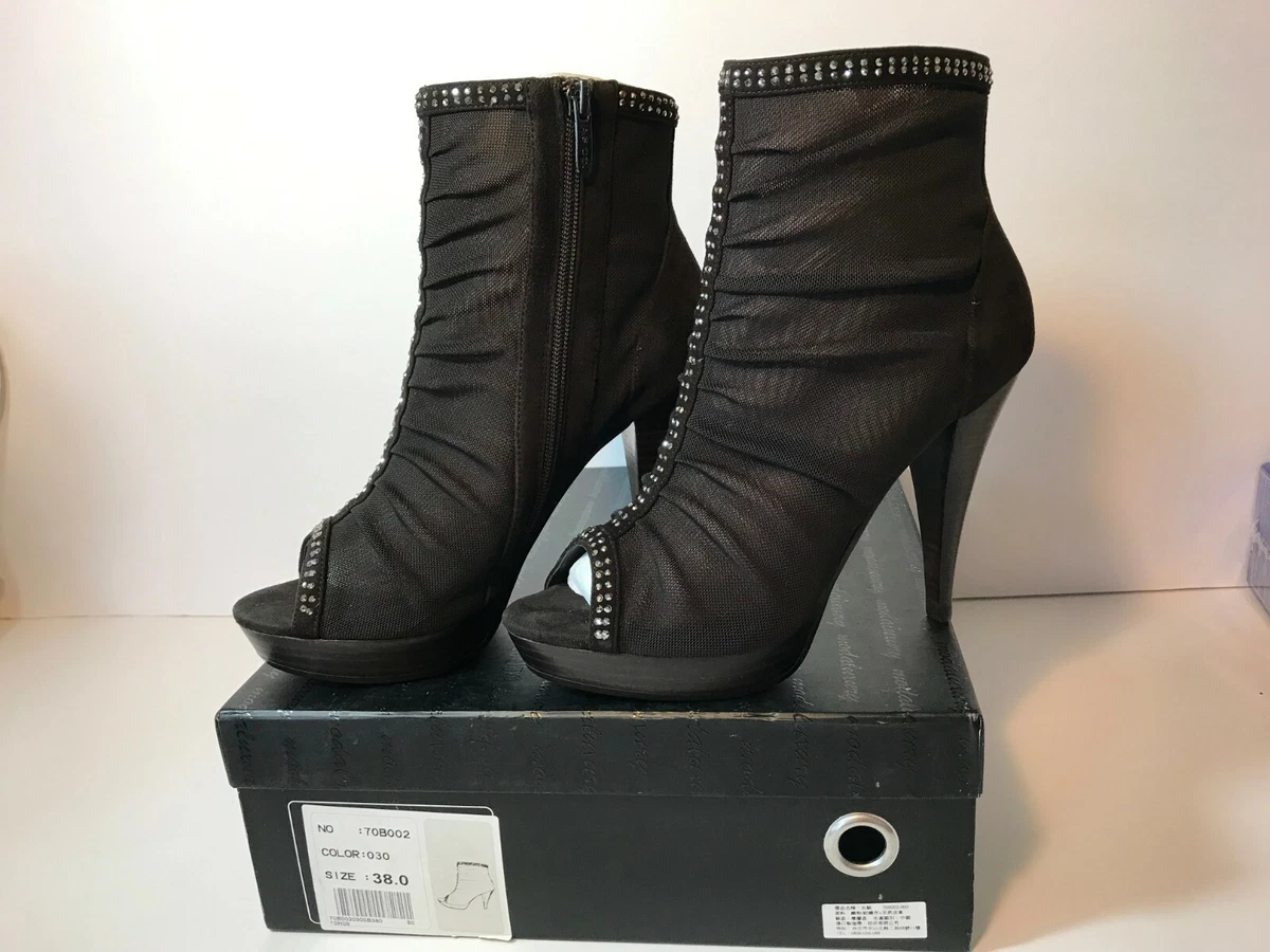 Dark brown peep toe booties cheap