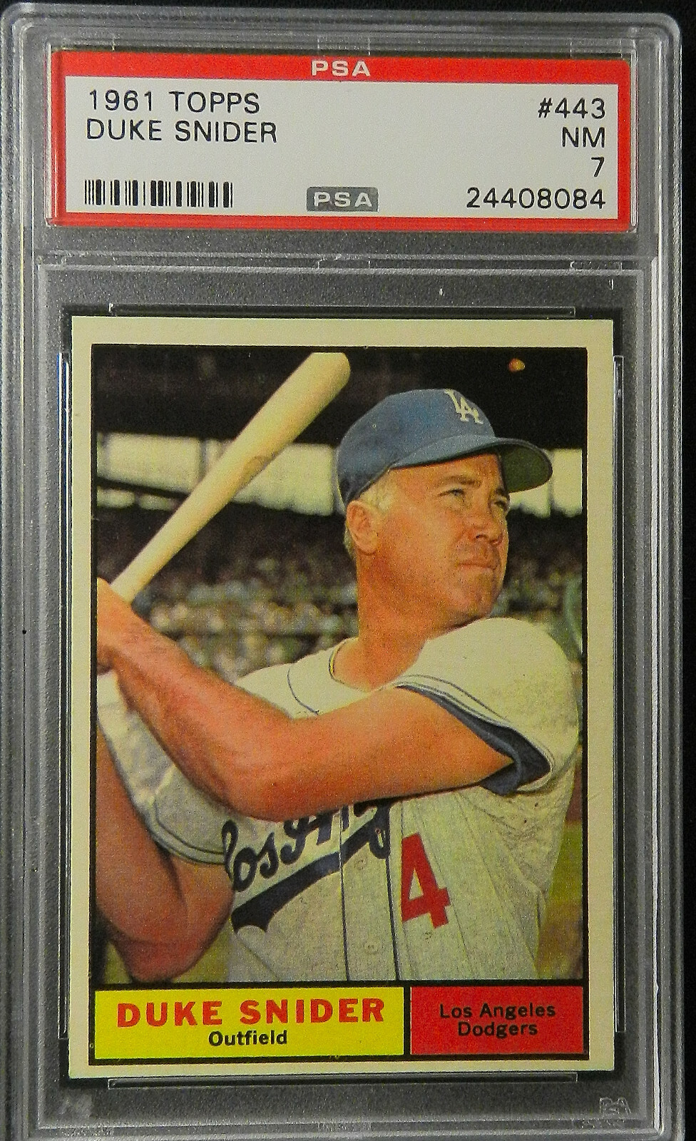 1961 TOPPS #443 DUKE SNIDER PSA 7 BASEBALL CARD