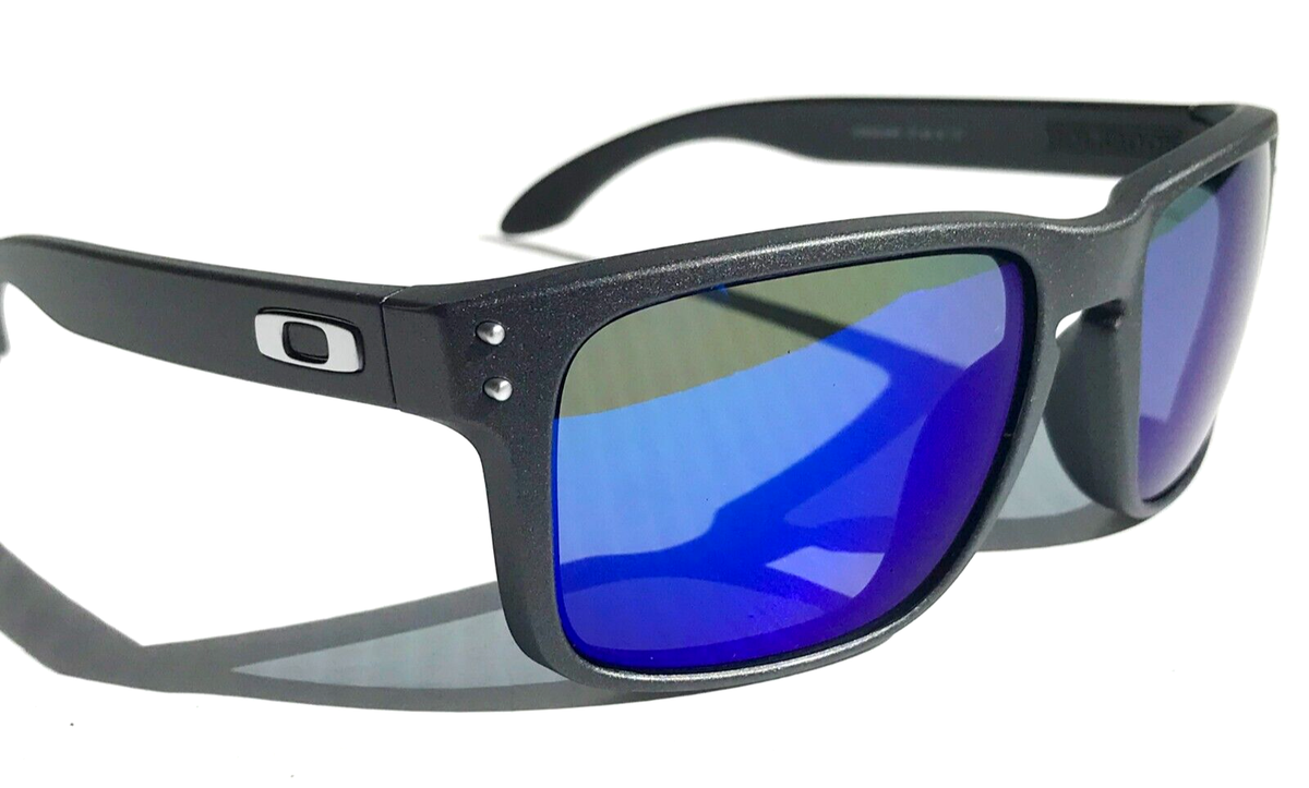 NEW Oakley HOLBROOK Steel Grey POLARIZED Galaxy Blue Lens Sunglass