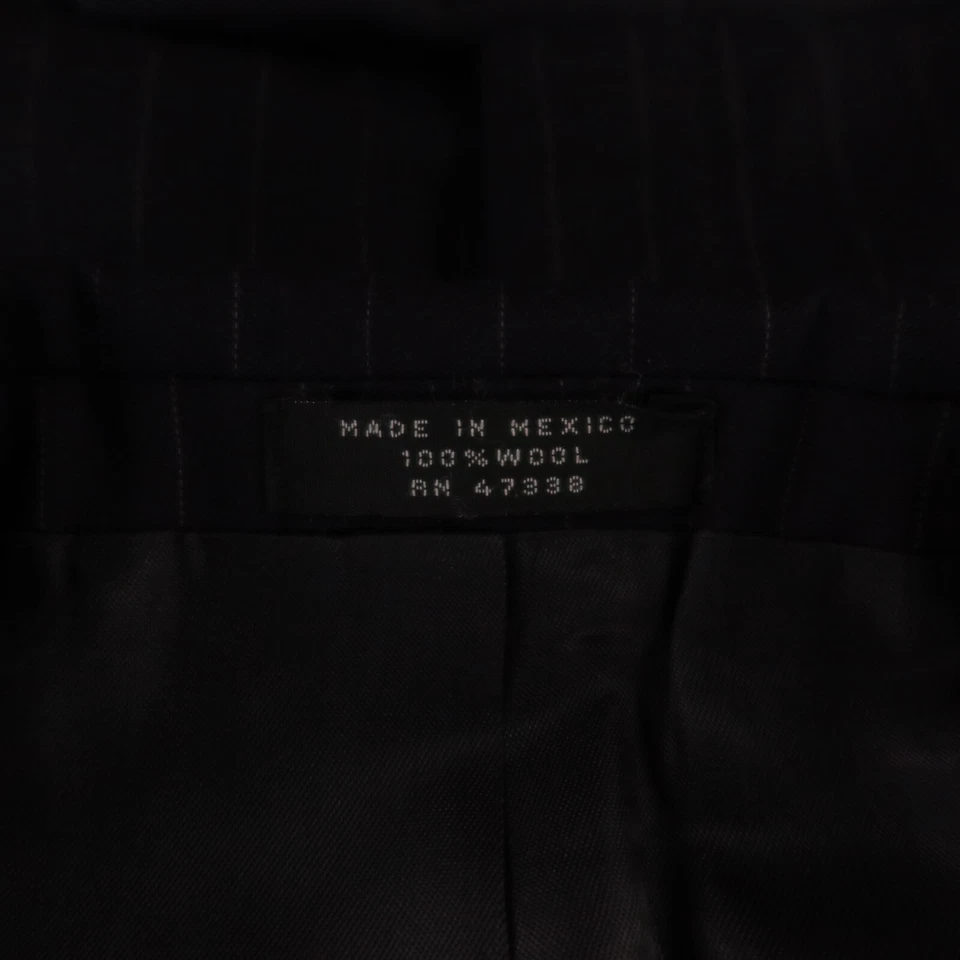 Traje De Colección A Rayas M Azul 100% Lana Sarga Serge Plisado Puños 42R 36x30 Foto 3 de 4