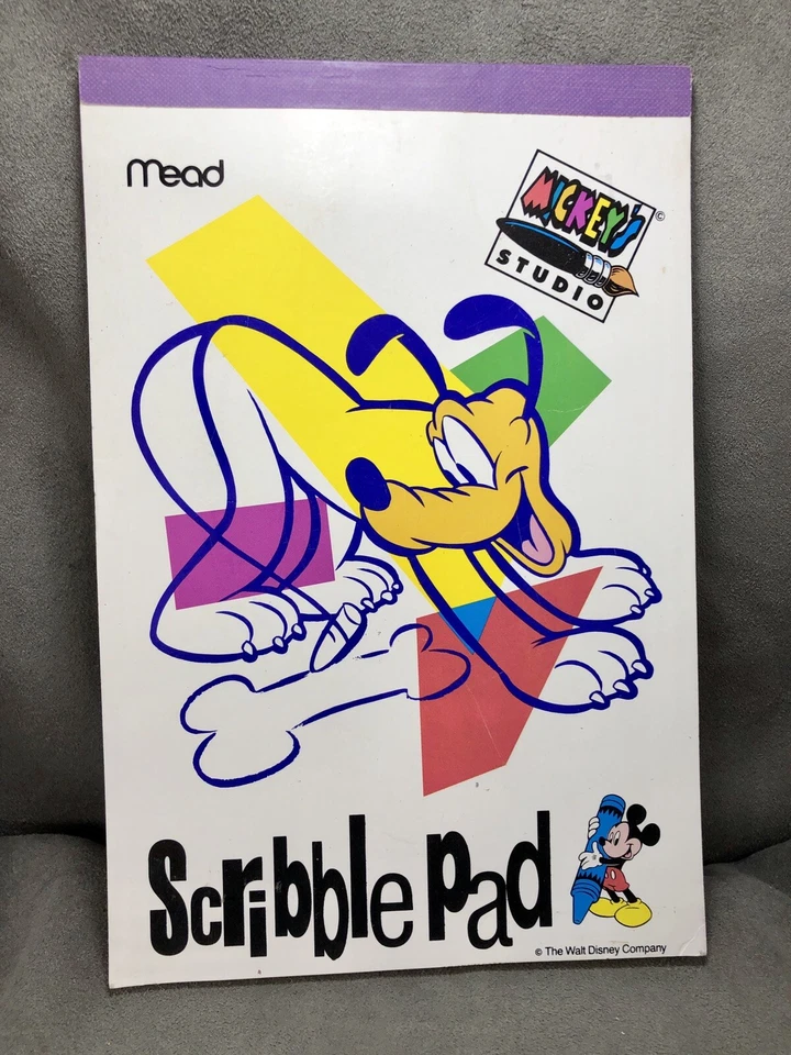 Vintage Mead Mickey's Studio Scribble Pad Walt Disney 90s Pluto Mouse Paper 80s - Image 2 of 4