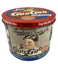 Vintage Repro Say Goo Goo For Candy Tin Standard Candy Co. Goo Goo Clusters 6”