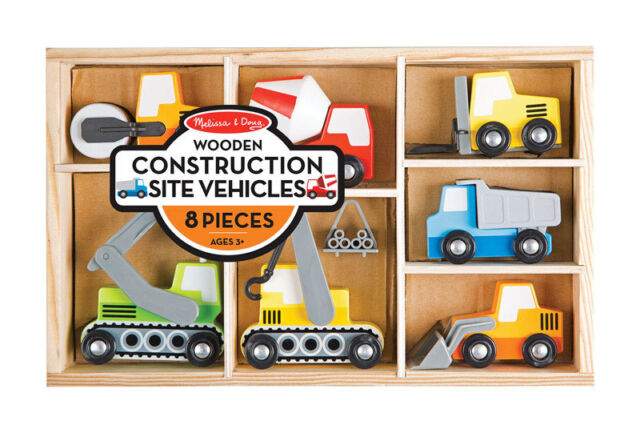 Melissa /& Doug 3180 Wooden Construction Vehicles Assorted Color for sale online