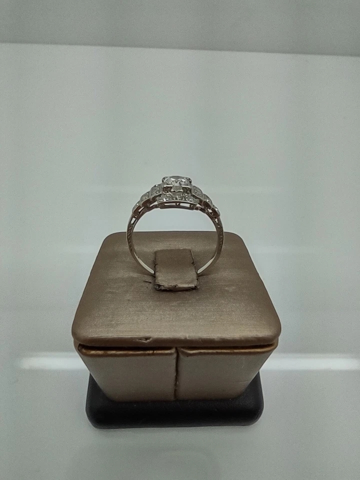 vintage platinum diamond engagement ring size 7 - Image 3 of 4