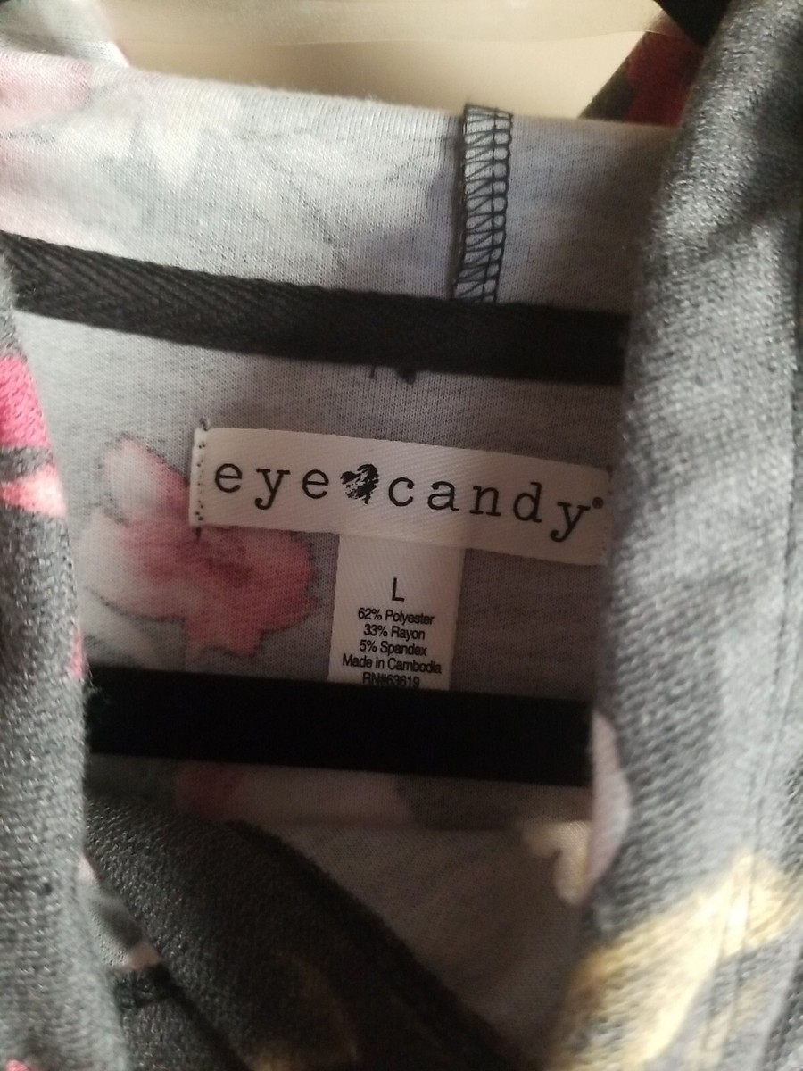NWT Eye Candy Pullover Hoodie Large Rose Floral Begonia SUPER SOFT