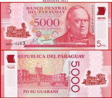 PARAGUAY 5.000 5000 GUARANIES 2011 P 234a UNC Free shipping from 100$