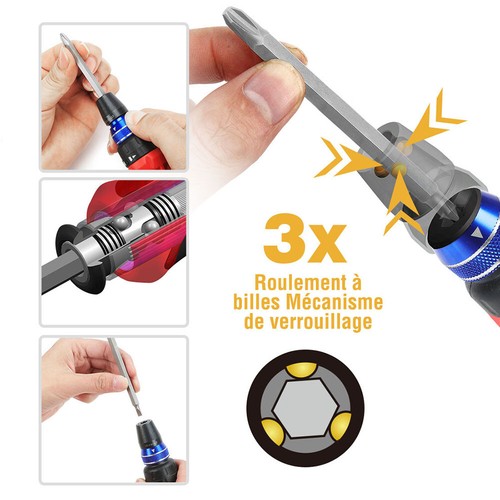 WORKPRO 12-in-1 Ratcheting Multi-Bit Screwdriver Set w/6PC Double-ended Bits - Picture 7 of 10