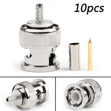 10X BNC Male Plug RF Straight Crimp Adapter For RG174 RG316 RG179 Cable B9