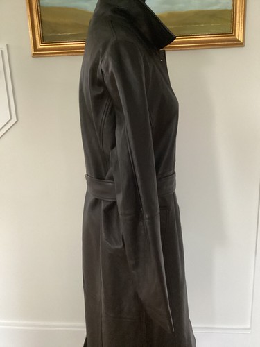Rebecca Minkoff Womens Black Genuine Leather Long Coat Jacket Size Large - Picture 10 of 17