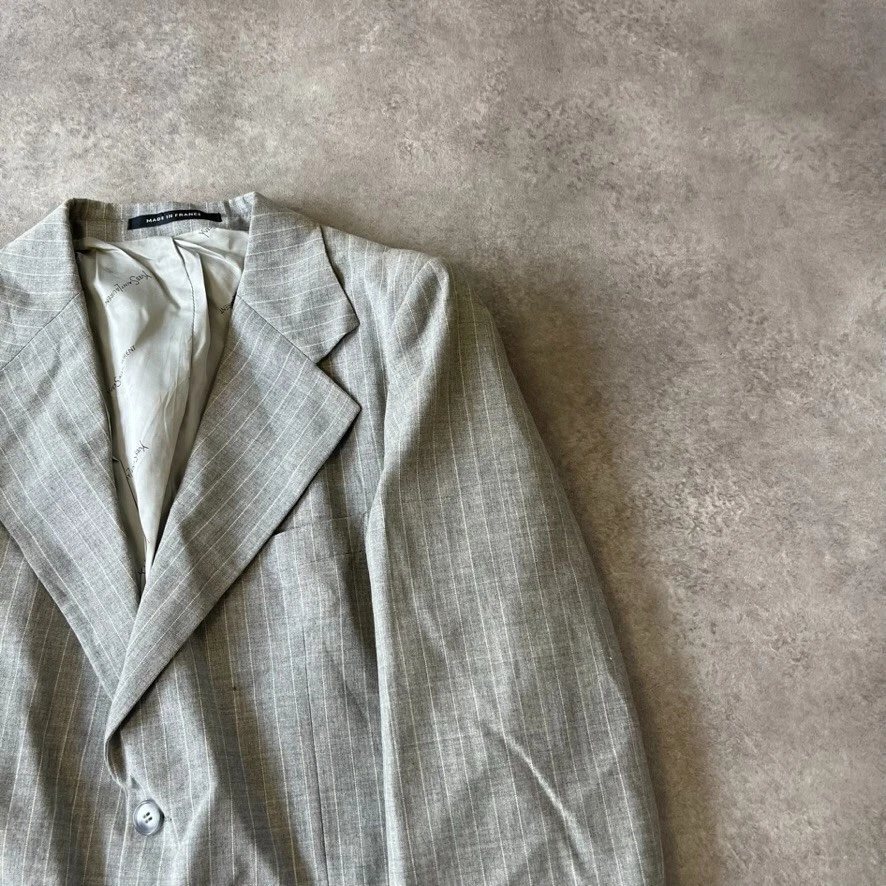 YvesSaintLaurent Blazer Womens 36" Wool Striped Vintage France Jacket, Grey - Image 2 of 4