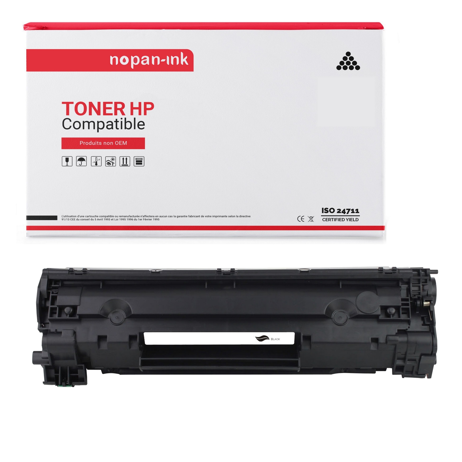 Toner CB436A noir compatible HP pour remplacer votre cartouche épuisée sans fuite