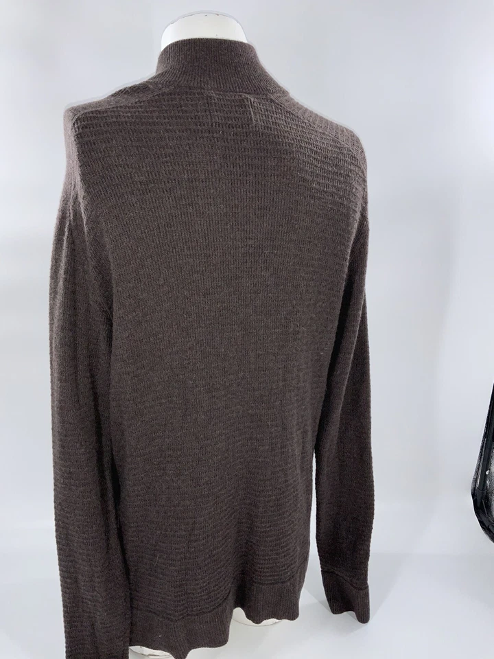 Suéter Royal Robbins XL masculino lã marrom algodão 1/4 zíper padrão YGI I2-369 - Imagem 4 de 4