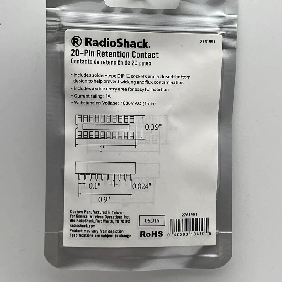 RadioShack 20-Pin Retention Contact - Image 2 of 2