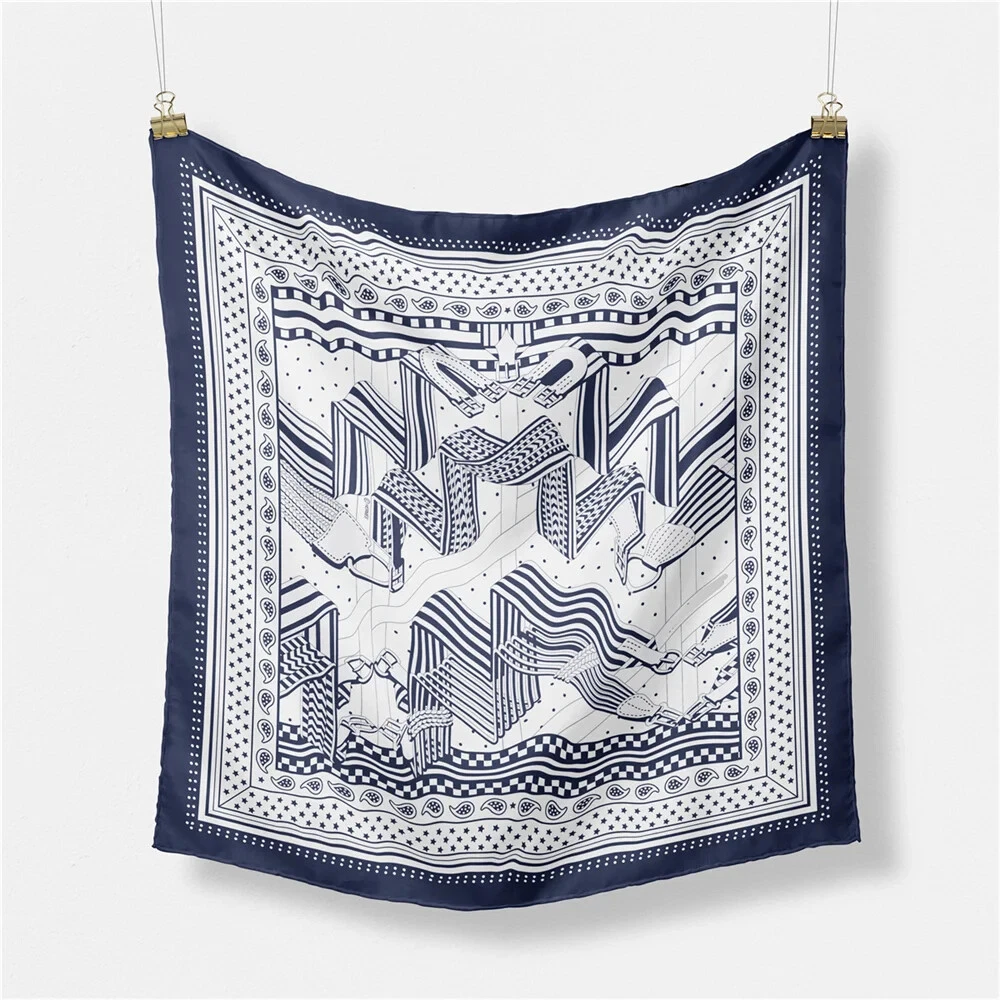Twill Silk Scarf Woman Melt Painting Square Scarves
