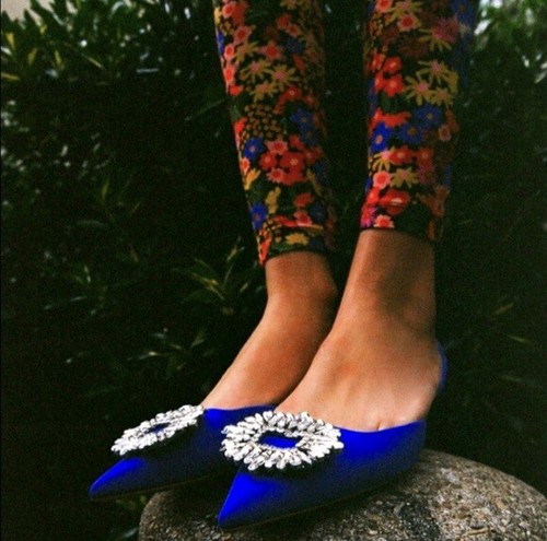 Sandali Zara Strass Blu Slingback Tacchi Muli Gioiello Brillante Blogger favore - Foto 7 di 24