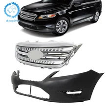 Front Bumper Cover + Front Bumper Upper Grille Kit For Ford Taurus 2010-2012
