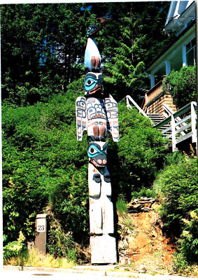 Ketchikan Raven Postcard 4x6 AK Chief Kyan Totem Pole Ketchikan Loon Raven Bear Crests ...