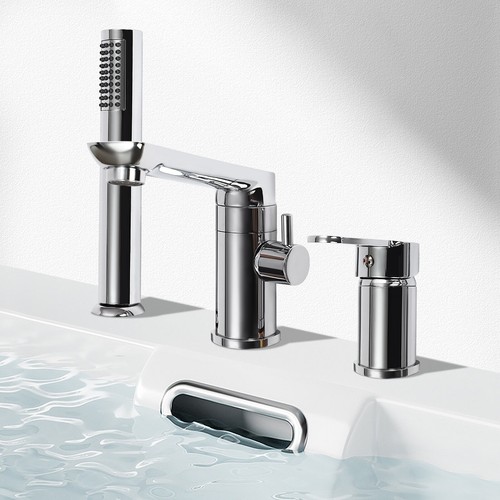 Wannenrandarmatur chrom 3-Loch Badewannenmischer Mischbatterie Badezimmer - Bild 18 von 19