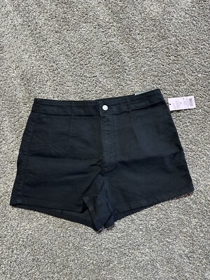 Women's Shorts Size 14 Black High Rise Mom 14/32 Cotton Blend Wild Fable  9057