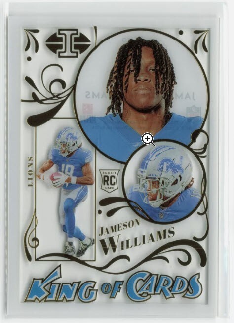 DETROIT LIONS JAMESON WILLIAMS #kc-20 RC 2022 PANINI ILLUSIONS KING OF CARDS GEM