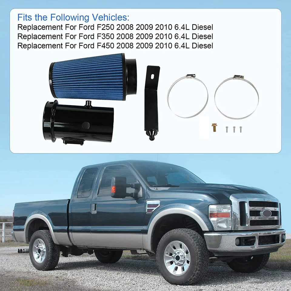 Car Cold Air Intake System for 08-10 Ford F250 F350 F450 Super Duty XL XLT 6.4L Foto 4 de 4