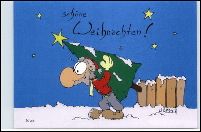 Weihnachten Frohes Fest Christmas Postcard Karrich Karikatur Ungelaufen