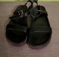 Dream Pairs Women's Black Flat Sandal Buckle Strap Casual Synthetic Summer