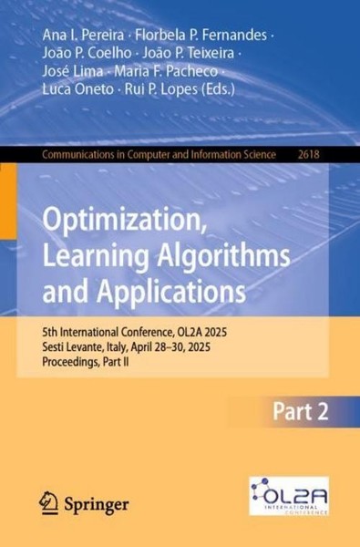 Optimization, Learning Algorithms And Applications ~ JoãO P. ... 9783032001399-image
