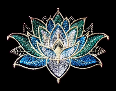 Lotus Flower iron on patch applique 3 x 4 inch