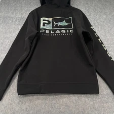 Pelagic Mens M Black Fishing Hoodie UPF High Performance Face Shield