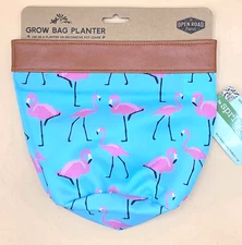 Flamingo Print Grow Bag Planter by Open Road, 9” Wide X 7.6” Tall, BRAND NEW