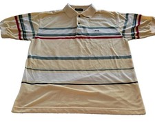 Vintage 90s BOSS Hugo Boss Life Style Polo Shirt Mens L Yellow Striped Retro