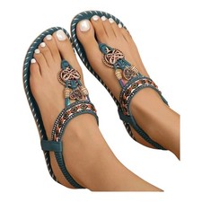 Flat beaded Sandals For Women, Bohemian Style Comfortable Summer Beach Shoes