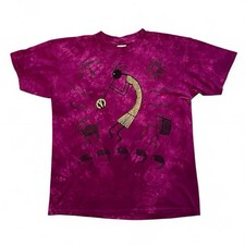 Vtg 90s Native Am Navajo Kokopelli Southwestern Rock Art Purple TieDye Shirt XL