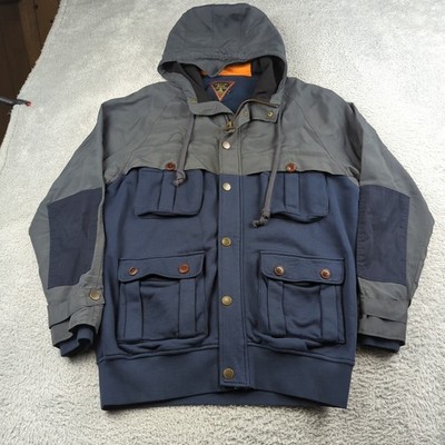Barbour Dept B Jacket Mens L Gray Blue Heavy Cotton Cape Layer Streetwear Casual