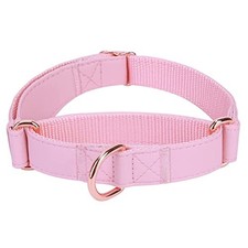 Soft Leather Martingale Dog Collar - Adjustable Rose Gold Limited Slip Collar...