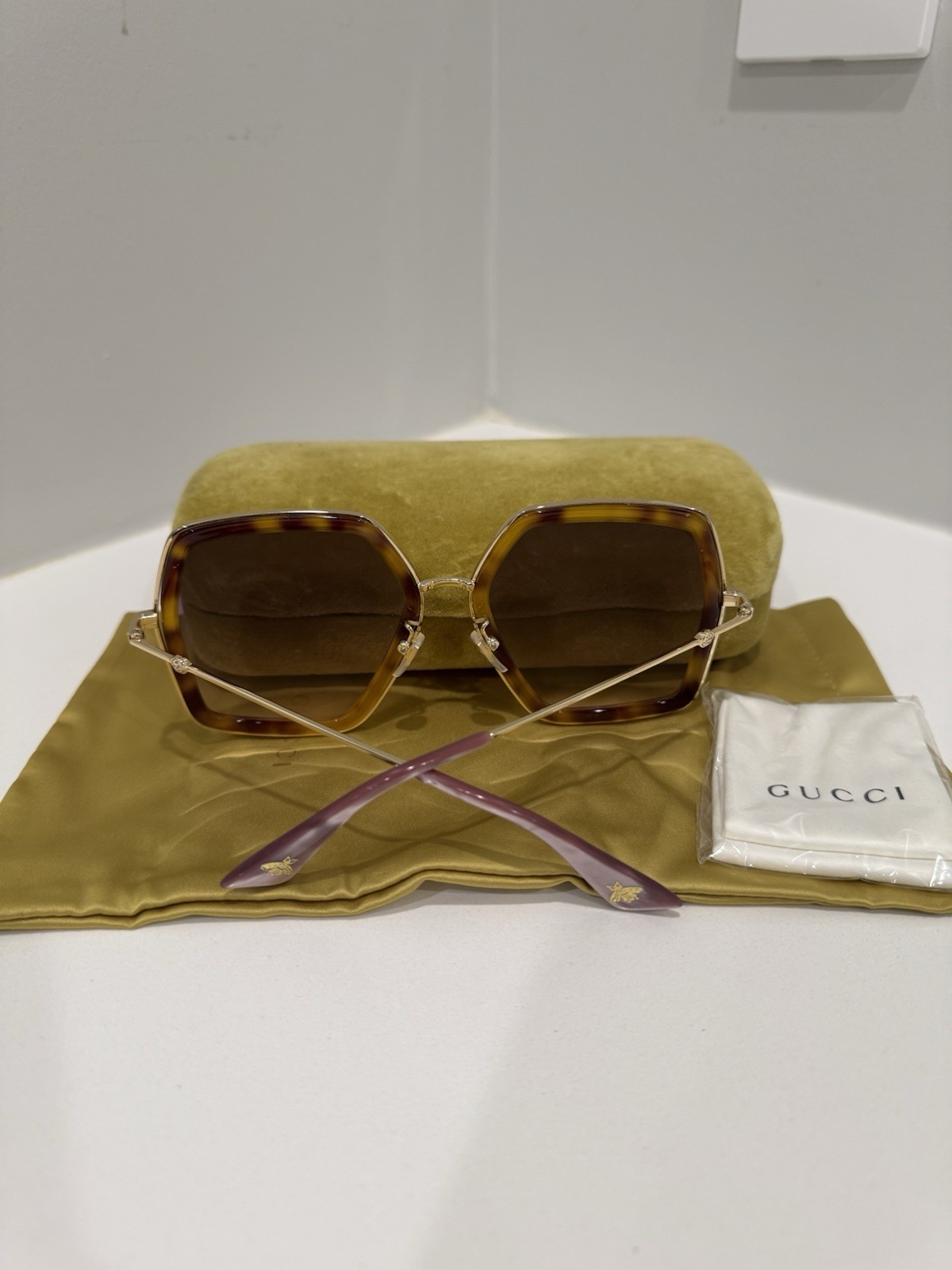 GUCCI GG1072S 002 Rectangular Acetate Havana Brow… - image 3
