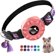 Airtag Cat Collar, Apple Air Tag Cat Collar with Silicone Air Tag Holder Case,Li