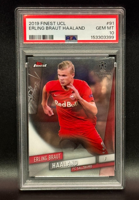 Erling Braut Haaland 2019-20 Topps Finest UCL Rookie #91 PSA 10 Gem Mint RC