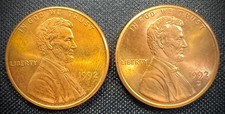1992 P & D Lincoln Memorial Cent BU 2 Coin Set From Original Rolls