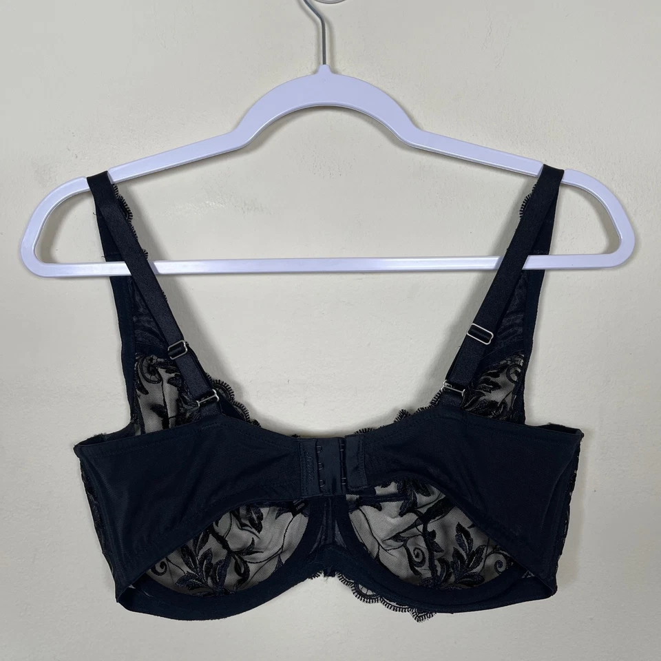 Sutiã de renda Soma Intimates sensual preto floral com aro sem forro 38DD copo transparente - Imagem 4 de 4