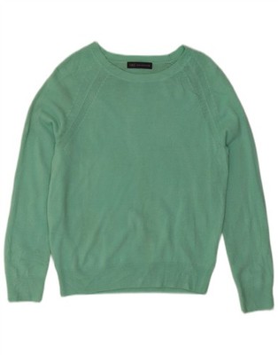 Marks & Spencer Damen Pullover Pulli U-Boot-Ausschnitt UK 10 Small Grün Acryl LK04