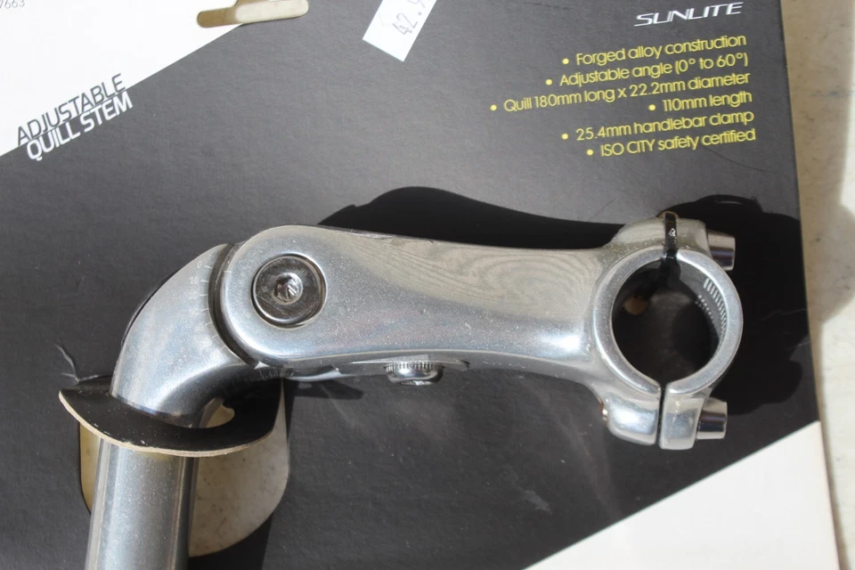 SUNLITE BIKE BICYCLE ADJUSTABLE STEM QUILL 1inx110x180 25.4 CLAMP SILVER - Image 4 of 4